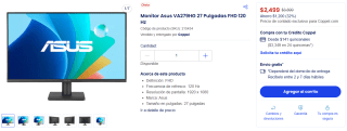 Monitor Asus 27" FHD 120Hz por $2,499 | Oferta Coppel