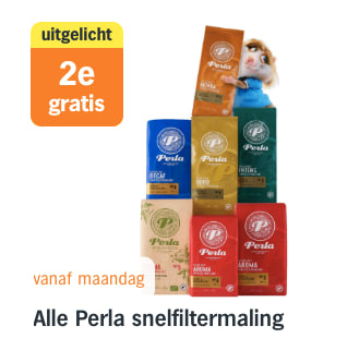 1+1 gratis op Alle Perla snelfiltermaling bij de AH