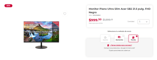 Monitor Plano Ultra Slim Acer SB2 21.5" FHD por $1,000 | Office Depot