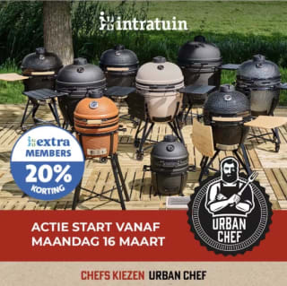 20% korting op alle Urban Chef kamados bij Intratuin
