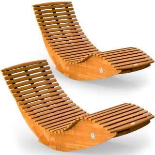 Lot de 2 chaise longue à bascule JAVA pliable en bois certifié FSC à 139,99€