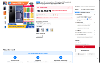 Huawei P50 Pro 4G 6.6" 128GB por $4,058 | AliExpress