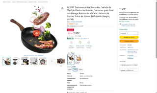 Sartén Chef NOVRY 24 cm Antiadherente Piedra de Granito por $199 | Amazon