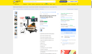 Bascula Industrial 180 kg por $689 | Ahorro Mercado Libre