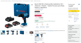 Bosch GSB 183‑LI rotomartillo 18 V (2 baterías) por $1,820 en Amazon