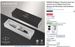 Parker IM-balpen voor €12,39 bij Amazon