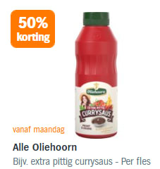 50% korting op Alle Oliehoorn sauzen bij de AH