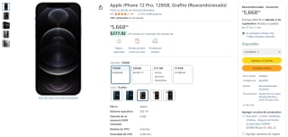 iPhone 12 Pro 128GB Reacondicionado por $5,588 | Amazon