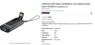 Ledlenser K6R Safety, sleutelhangerzaklamp met alarm voor €16,73 bij Amazon