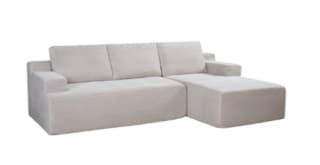 Canapé d'angle droit fixe NESTA de 3 places velours côtelé gris à 210€