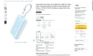 PowerBank Anker Zolo 10000mAh 30W por $399 | Amazon