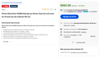 Afnan 9Am Dive 100 ml por $363 en Walmart
