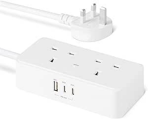 Amazon Basics Power Strip with 2 AC Outlets, 20W USB C Fast Charging, 2 USB C, 1 USB