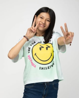 Polera Niña The Life Turquesa Marca: Smiley Oferta $6.490 solo en Falabella, Chile