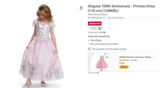 Disney prinsessen jurk voor €4,11 bij Amazon