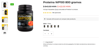 Proteína WP100 800g por $422 | Evolution