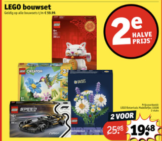 Alle Lego 2de voor de halve prijs bij Kruidvat