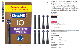 8 Oral-B iO Series Radiant White Zwarte opzetborstels voor €28,49 bij Amazon