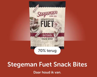 70% korting op Stegeman Fuet Snack Bites bij Tikkie