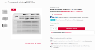 LG W051CE Aire Acondicionado de Ventana 5000 BTU por $1,950 en Del Sol