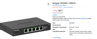 NETGEAR MS305E - Netwerk Switch - Plus Managed - 2,5 Gbps - 5 poorten voor €97,99