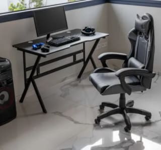 Mesa Gaming medidas 120x60cm con Tablero Efecto Fibra de Carbono por 49.95€