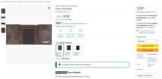 Steve Madden Billetera de Piel RFID por $280 en Amazon