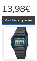 Montre Casio F-105W-1AWYEF à 13,98€