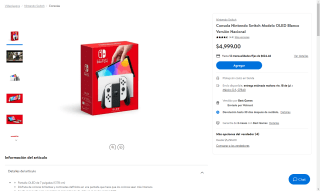 Nintendo Switch OLED por $4,500 | Walmart