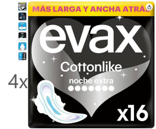 4x EVAX Compresas de noche extra con alas EVAX Cottonlike 16 uds por 9.79€