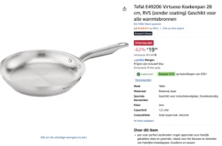 Tefal E49206 Virtuoso Koekenpan 28 cm voor €19,99