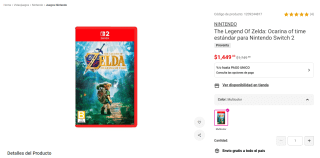 The Legend Of Zelda: Ocarina of Time para NS2 por $1,449 en Liverpool