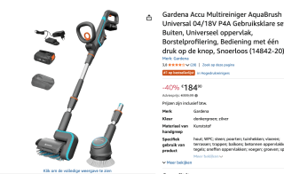 Gardena AquaBrush Universal 04/18V P4A (14842-20) voor €184,90 bij Amazon