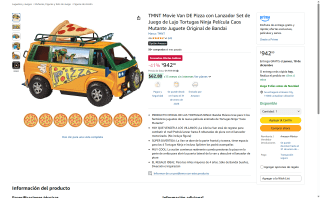 TMNT Movie Van DE Pizza con Lanzador por $942 | Amazon