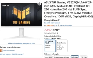 ASUS TUF Gaming VG27AQML1A-W voor €228,99 bij Amazon