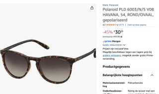 Polaroid gepolariseerde zonnebril voor €30,28 bij Amazon