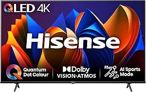 Hisense 65 Inch 4K QLED Smart TV 65E77NQTUK - Quantum Dot Colour, 4K AI Processor, D