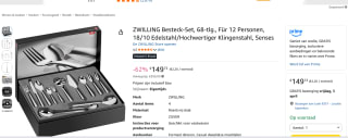 ZWILLING Senses bestekset – 68-delig voor €149,73