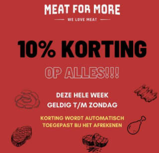 10% korting op je bestelling bij Meat For More