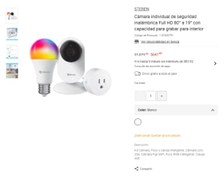 Kit Steren Cámara Foco y Clavija Inteligente 32GB por $647 | Liverpool