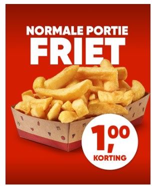 €1 korting op normale portie friet bij Kwalitaria