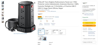 SMALLRT Torre Regleta 12 Enchufes, 4 USB por $376 | Oferta Amazon