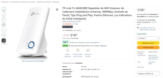TP-Link TL-WA850RE Repetidor de WiFi por $219 en Amazon