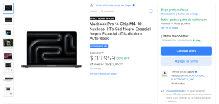 Macbook Pro 14 M4 1TB SSD por $33,959 | Oferta Mercado Libre