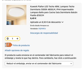 Plafon LED Techo 48W, Lampara Techo Dormitorio 3000K 4800LM por 8.49€
