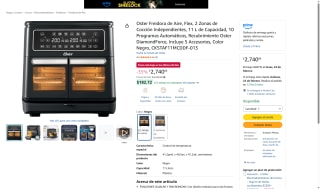 Freidora de Aire Oster Flex 11L 2 Zonas por $2,741 | Amazon