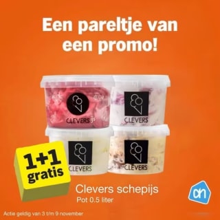 1+1 gratis op Clevers bij de AH