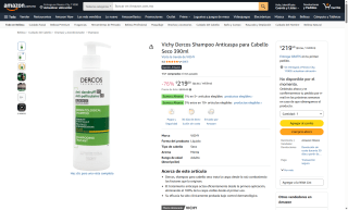 Shampoo Vichy Dercos Anticaspa 390ml por $220 | Oferta Amazon