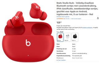 Beats Studio Buds - Draadloze ruisonderdrukkende oortjes voor €69 bij Amazon