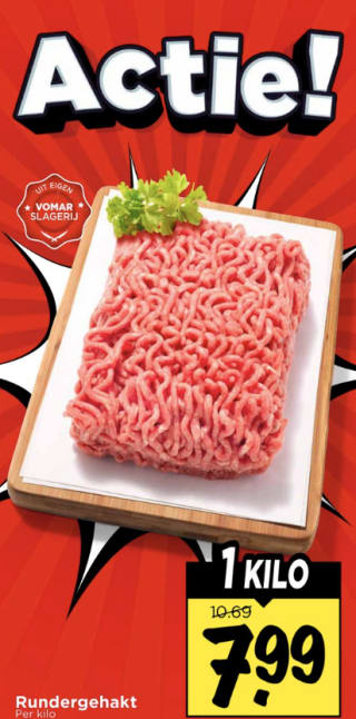 1 kg rundergehakt voor €7,99 bij Vomar
